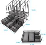 Desk File Organizer with Drawer Anyyuk Office Supplies Organizer with Double Tray and 5 Upright File Folder Holders Sections Desktop Organizer for Workspace Home Office School, Black - Image 7